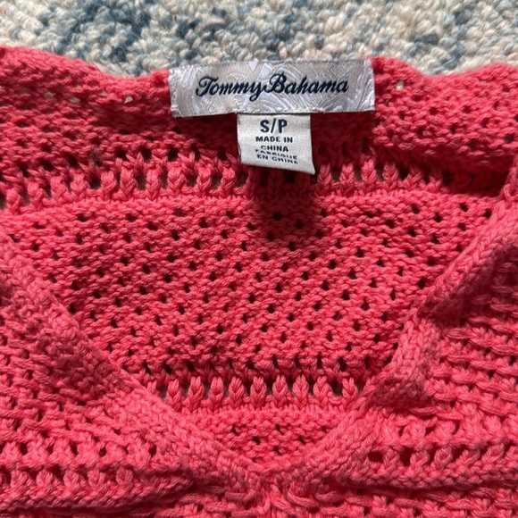 Tommy Bahama Channel Isle Cotton Spring Summer Sweater Size S/P Coral Pink - Picture 3 of 5